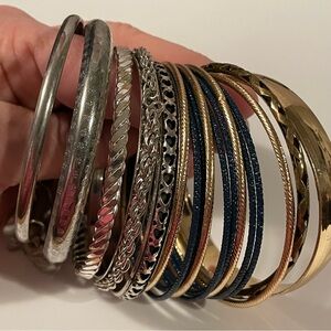 Elegant Mixed Metal Bangle Set